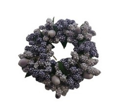 Lysmanchet med lilla og lyse bær 